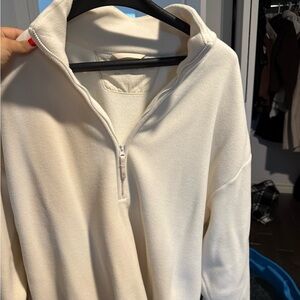 Aritzia Off-White Fleece Quarter-Zip